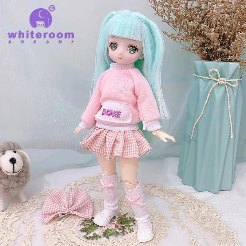 1/6 BJD Doll - 30CM Comic Face with Colorful Eyes and Fashion Clothes