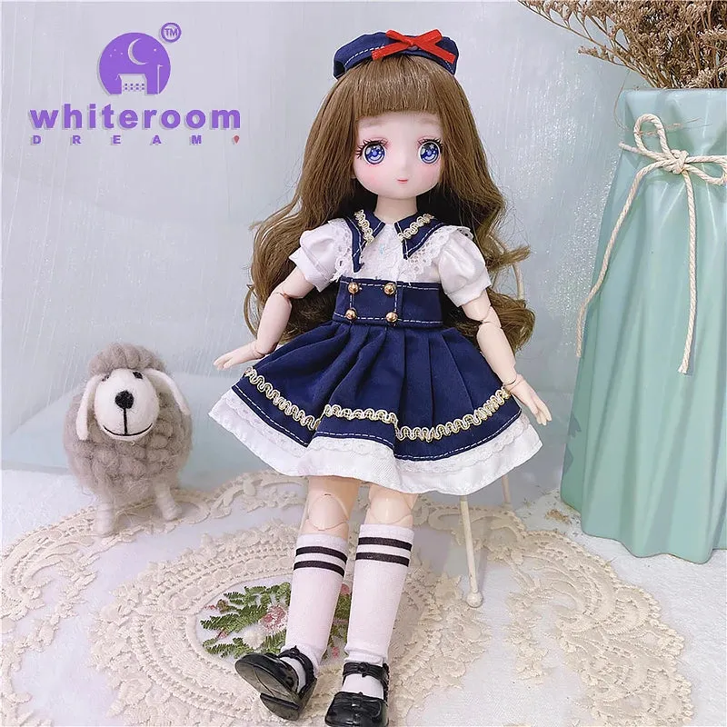 1/6 BJD Doll - 30CM Comic Face with Colorful Eyes and Fashion Clothes