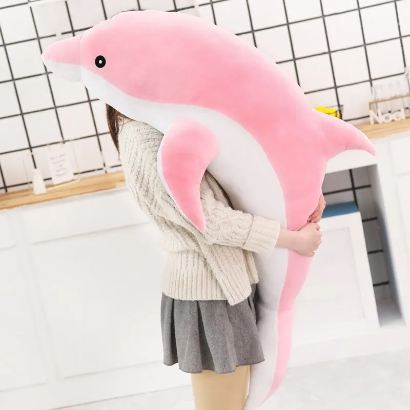 160cm Large Kawaii Dolphin Plush Toys for Children Stuffed Sea Animal Doll Soft Baby Sleeping Pillow Lovely Gift for Kids Girls