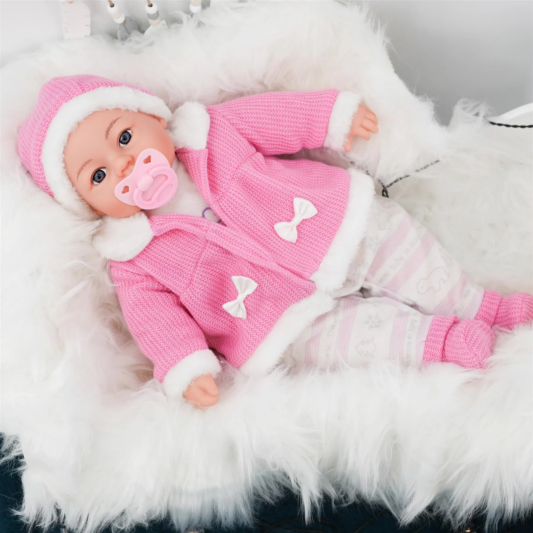 18" Bibi Girl Doll In Pink Coat