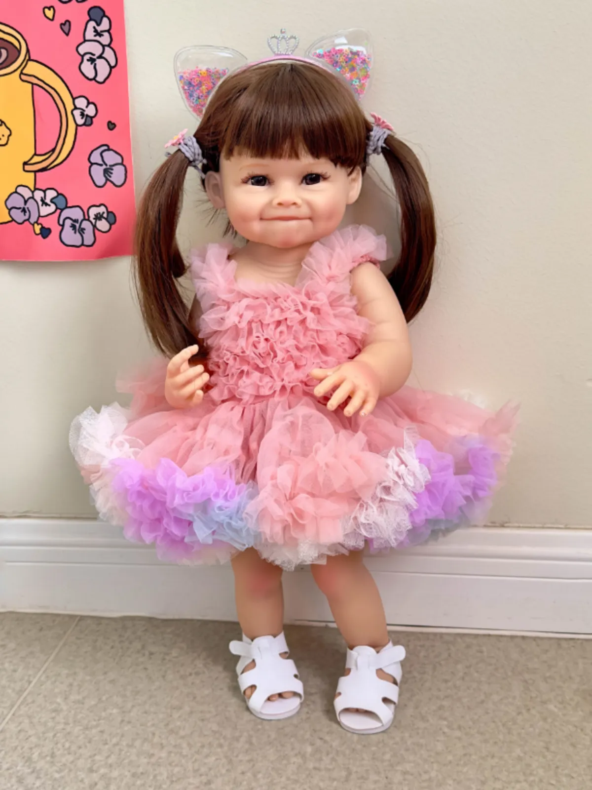 21" Cute and Cuddly Doll in Fluffy Pink Tutu Dress