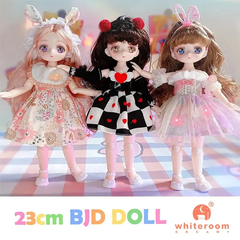 23cm BJD Doll Girl - 15-Joint Movable Kawaii Doll with Fashion Clothes, Soft Hair | Perfect Birthday Gift