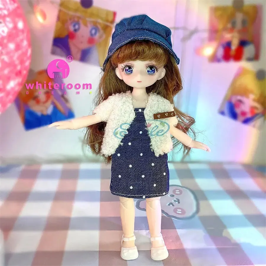 23cm BJD Doll Girl - 15-Joint Movable Kawaii Doll with Fashion Clothes, Soft Hair | Perfect Birthday Gift