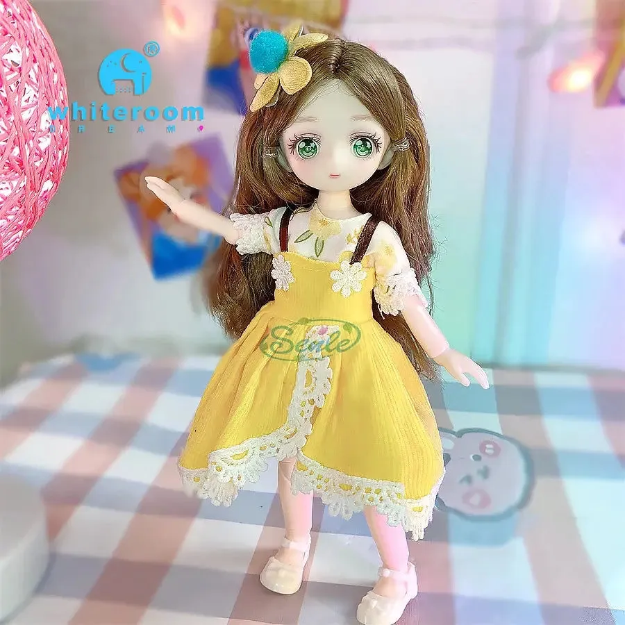 23cm BJD Doll Girl - 15-Joint Movable Kawaii Doll with Fashion Clothes, Soft Hair | Perfect Birthday Gift