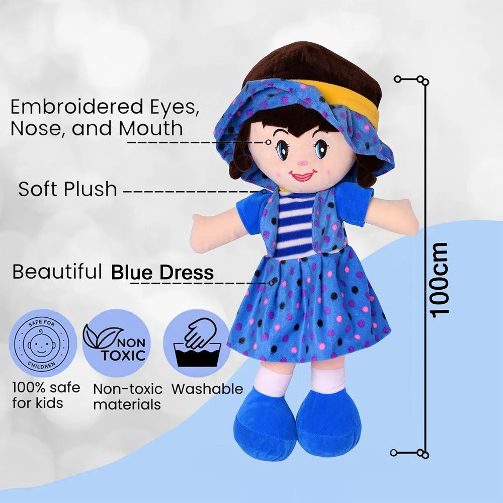 3.2 Feet Blue Super Soft Stuffed Huggable Girl Winky Doll | Washable