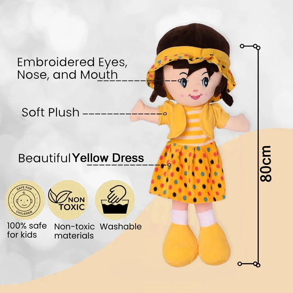 3.2 Feet Yellow Super Soft Stuffed Huggable Girl Winky Doll | Washable