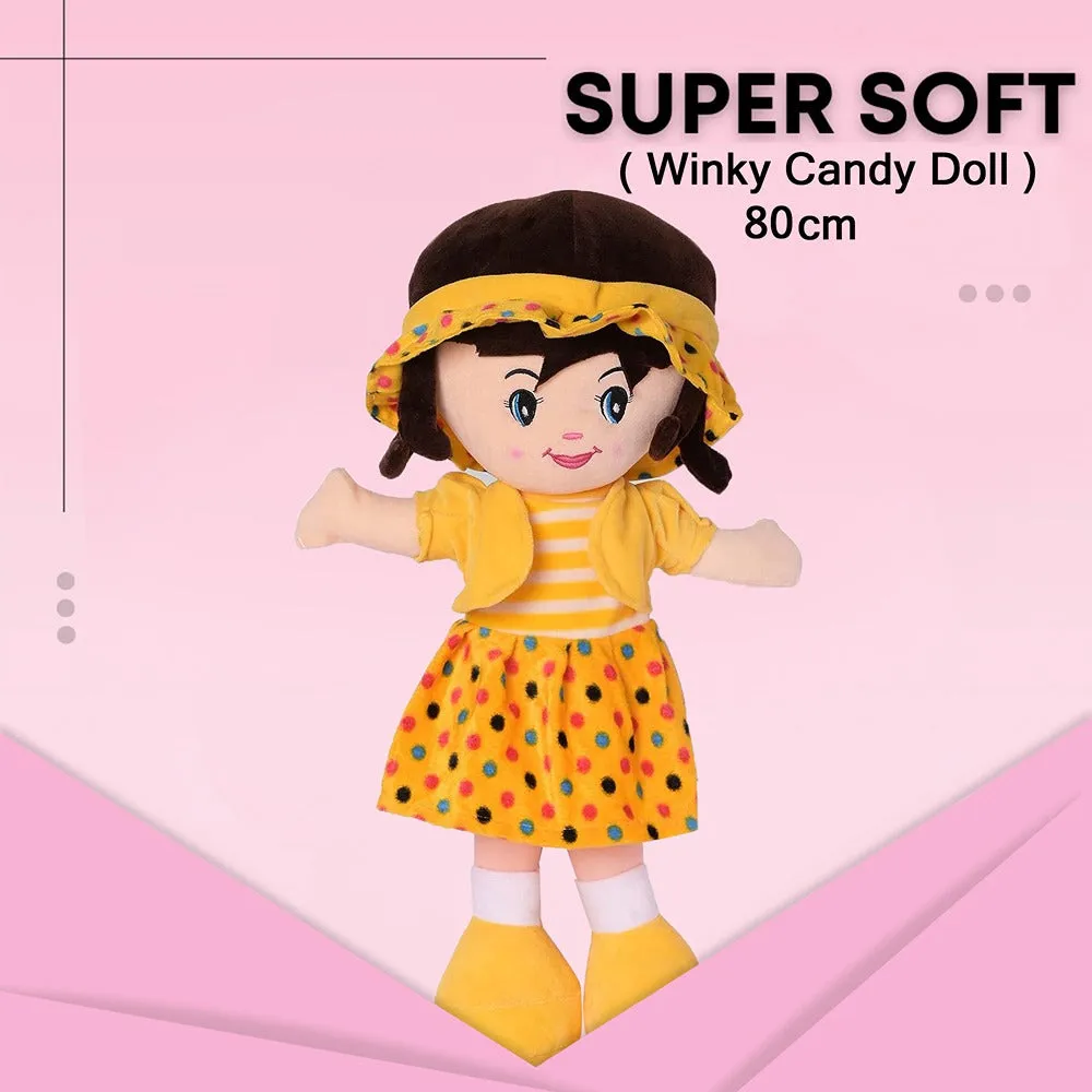 3.2 Feet Yellow Super Soft Stuffed Huggable Girl Winky Doll | Washable