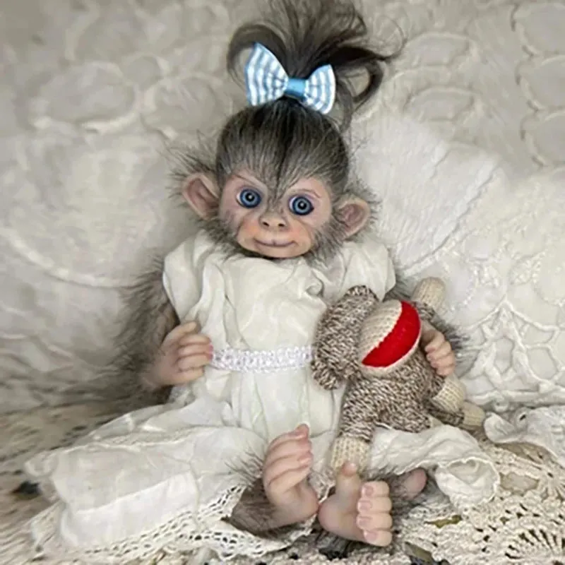 8-Inch Mini Baby Reborn Doll Kit - Anna Banana Cute Monkey | DIY Unfinished Doll Parts