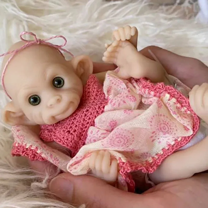 8-Inch Mini Baby Reborn Doll Kit - Anna Banana Cute Monkey | DIY Unfinished Doll Parts