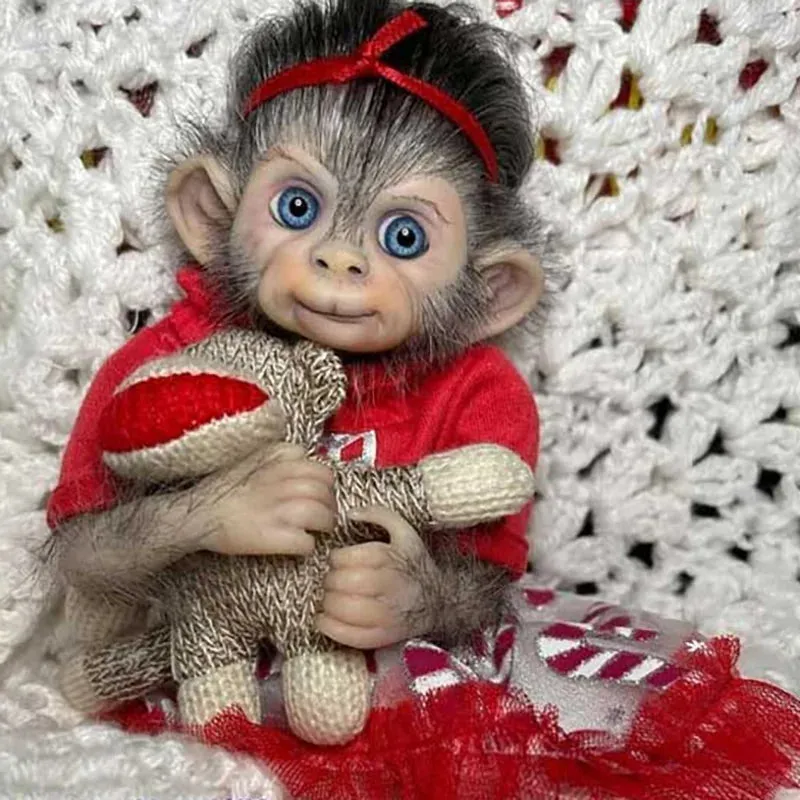 8-Inch Mini Baby Reborn Doll Kit - Anna Banana Cute Monkey | DIY Unfinished Doll Parts