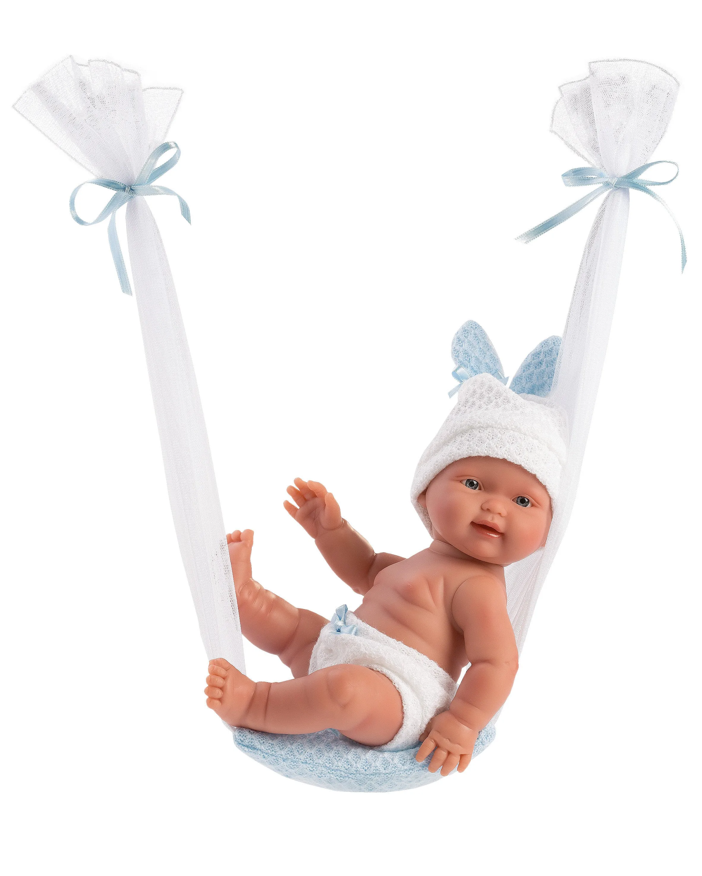 Anatomically Correct Baby Doll with Tulle Baby Swing 10.2" | Sam