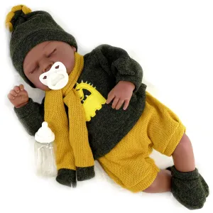 BiBi Black Doll Reborn Ethnic Sleeping Boy "Glorio" (50 cm / 20")