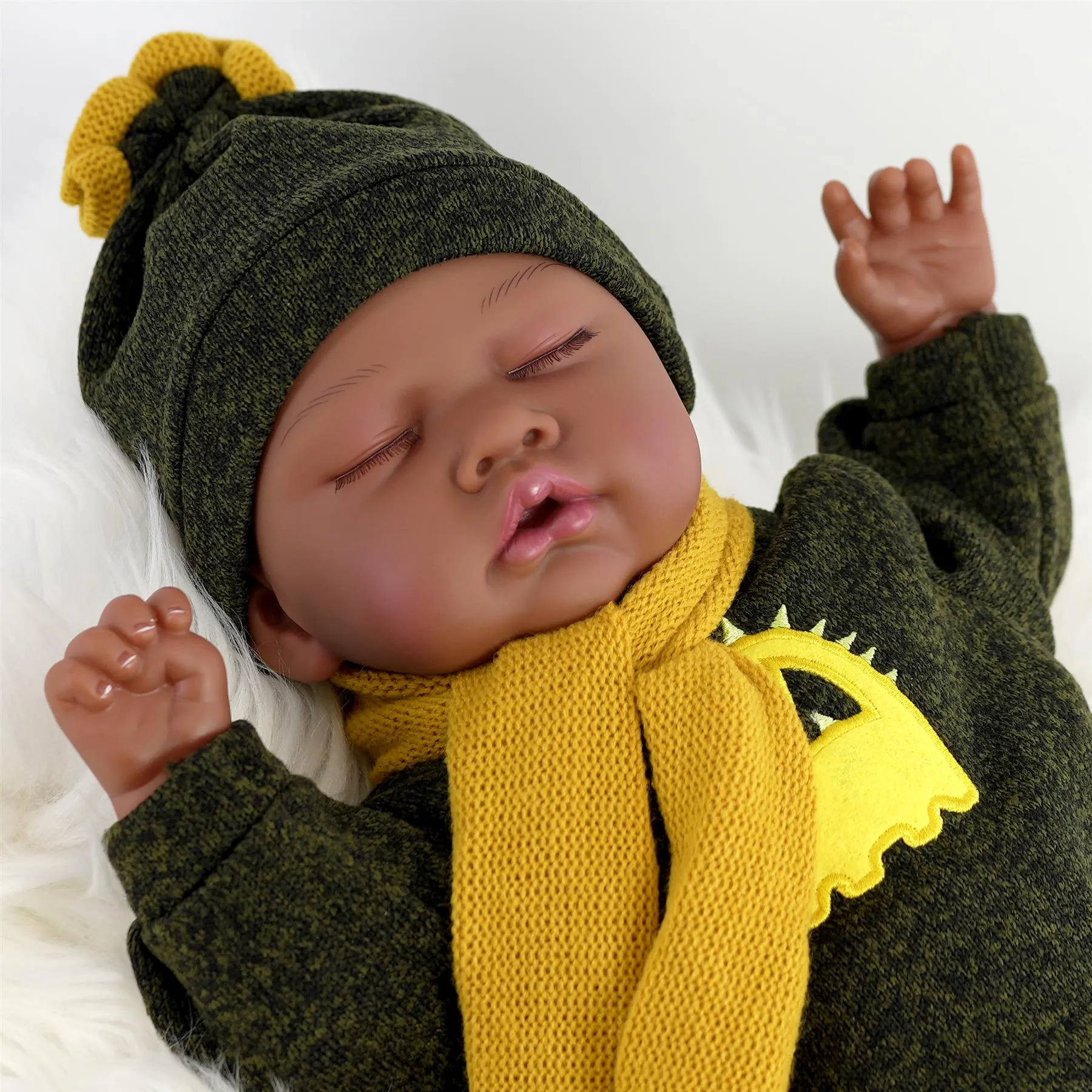 BiBi Black Doll Reborn Ethnic Sleeping Boy "Glorio" (50 cm / 20")