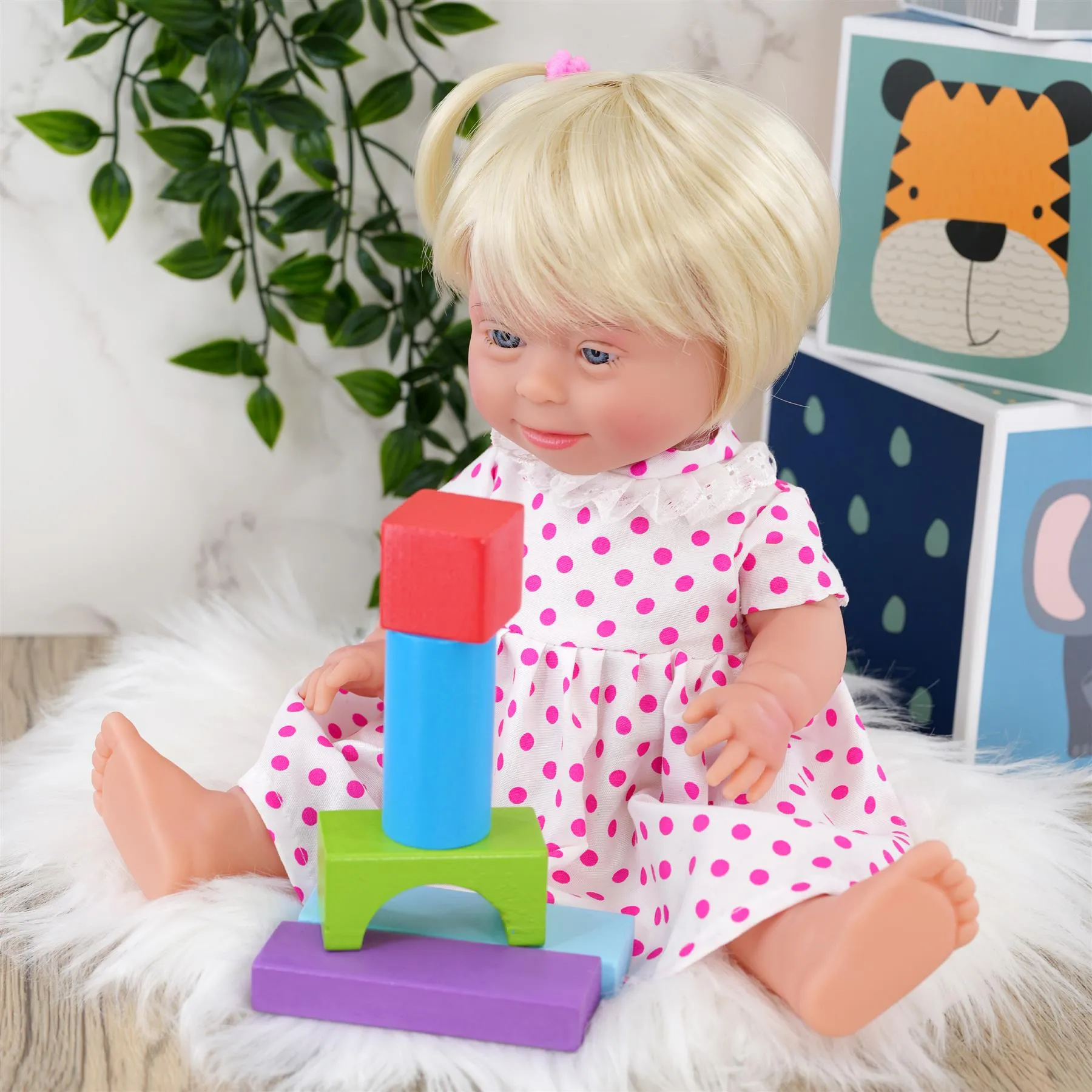 BiBi Doll Down Syndrome Girl - Blonde Hair (36 cm / 14")