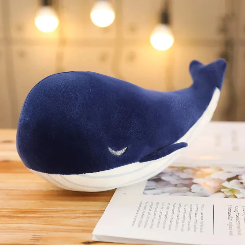 Blue Whale Doll Plush Toy Soft Aquatic Animal Plushie BLAVINGAD Mouth with Zipper Sleeping Throw Pillow Kid Man Christmas Gift