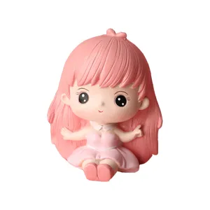 Cake Topper - Cute Fairy Doll with Pink Hair and Pink Dress