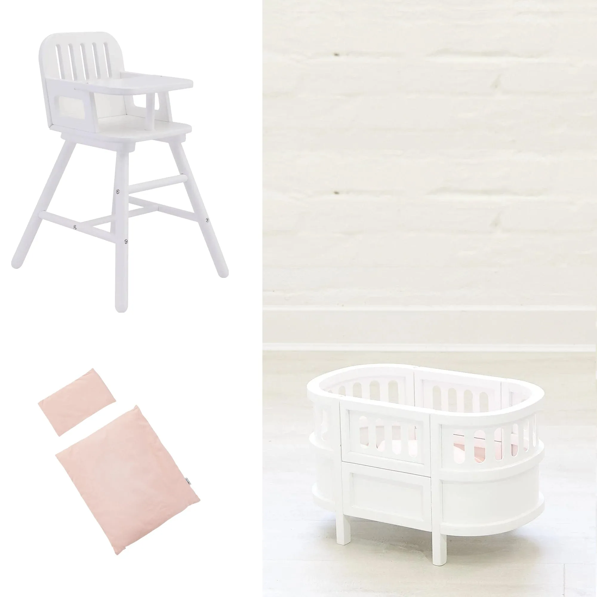 Celeste Cot, Celeste High Chair & Doll Bedding Bundle