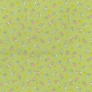 Cotton Poplin - Green Floral - 1/2 Meter