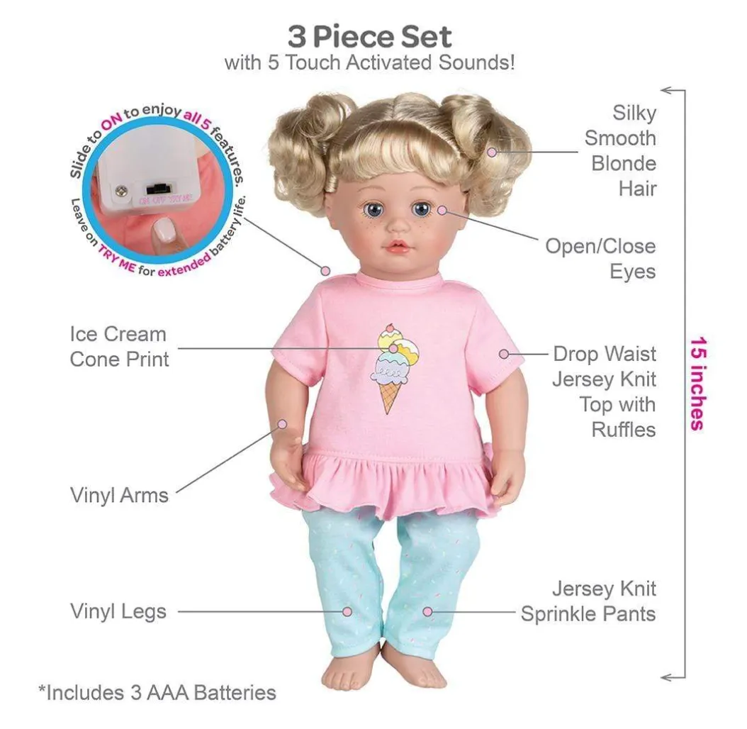 Cuddle & Coo Interactive Talking Doll Baby Sweet Dreams 3-Piece Set