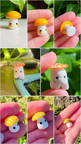 Cute Mushroom Miniature Dolls for Children and Adults,Printed, Mushroom Miniatures