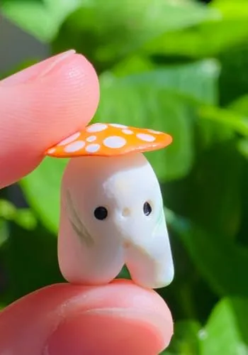 Cute Mushroom Miniature Dolls for Children and Adults,Printed, Mushroom Miniatures