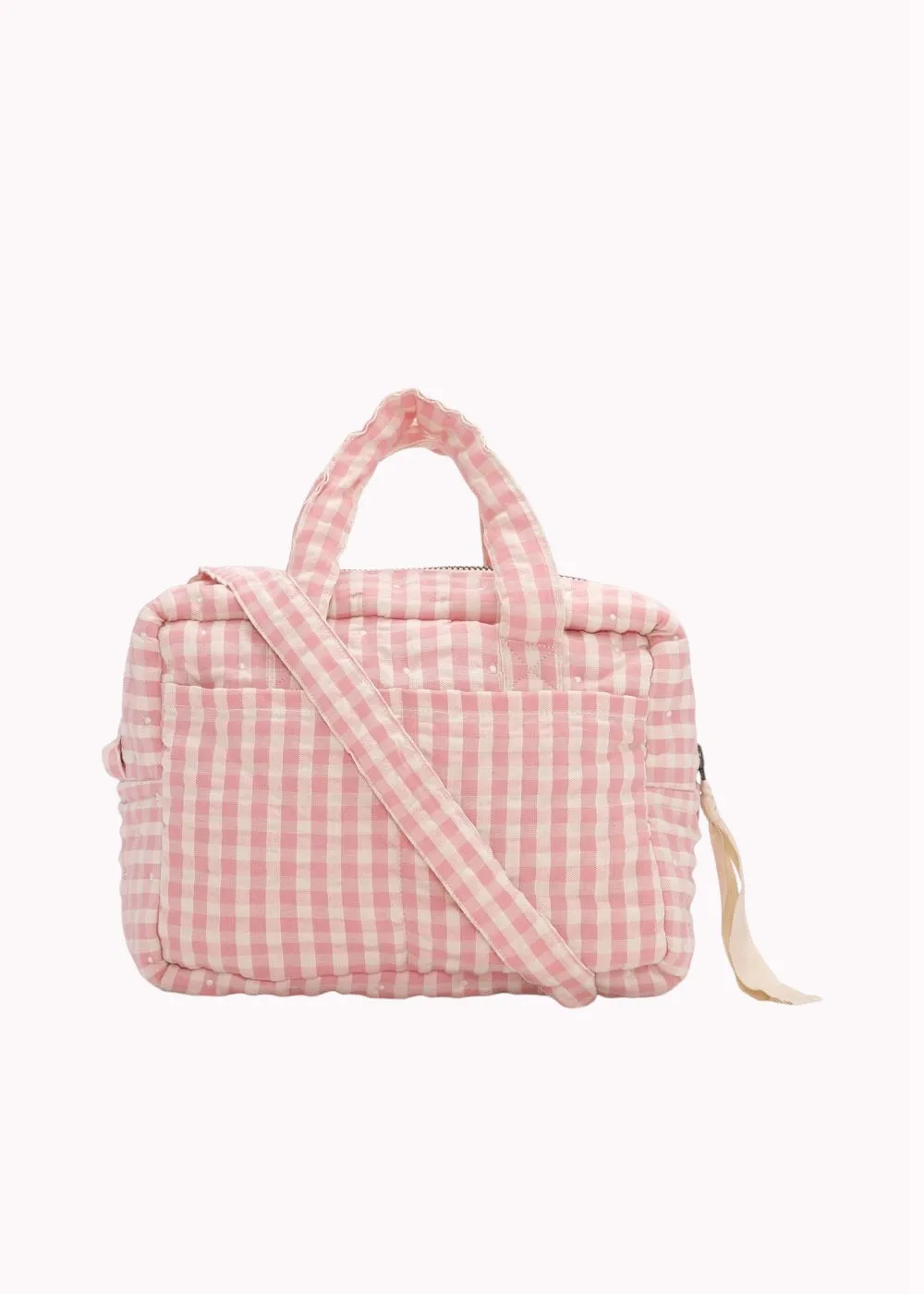 Doll Diaper Bag - Powder Pink Check