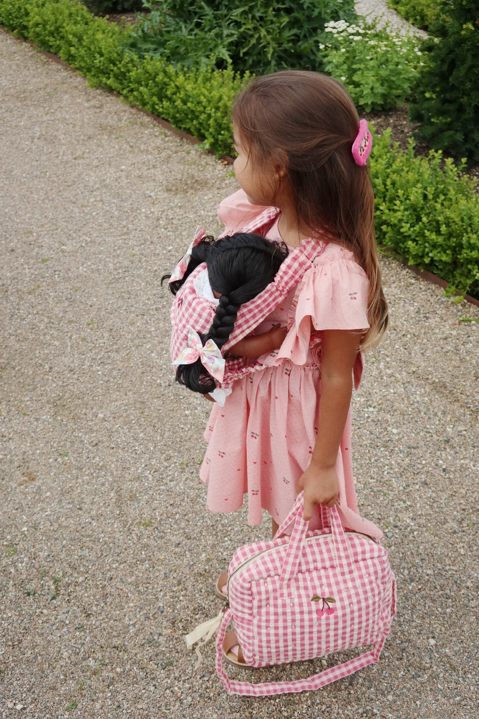 Doll Diaper Bag - Powder Pink Check