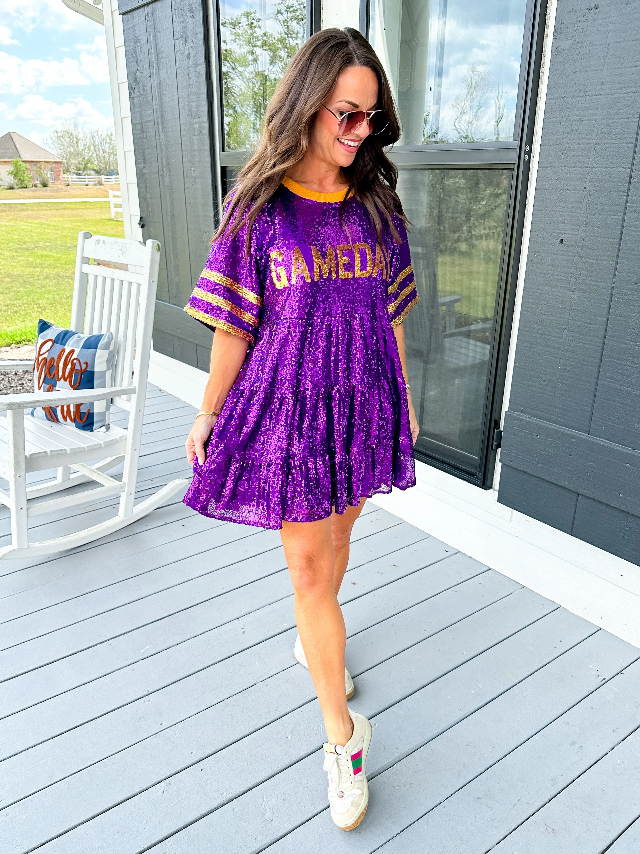 Double Zero Jersey Baby Doll Sequin Dress