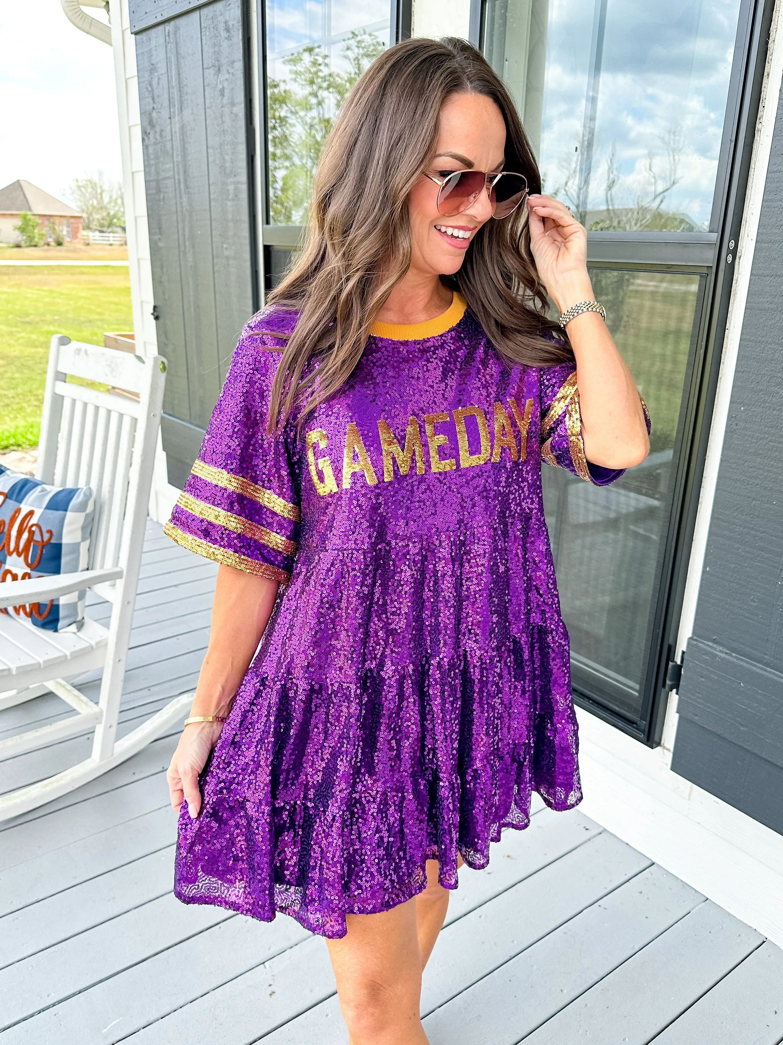 Double Zero Jersey Baby Doll Sequin Dress