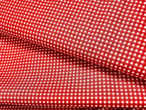 'Gingham' Style Printed Cotton Poplin - Red/white Small Check