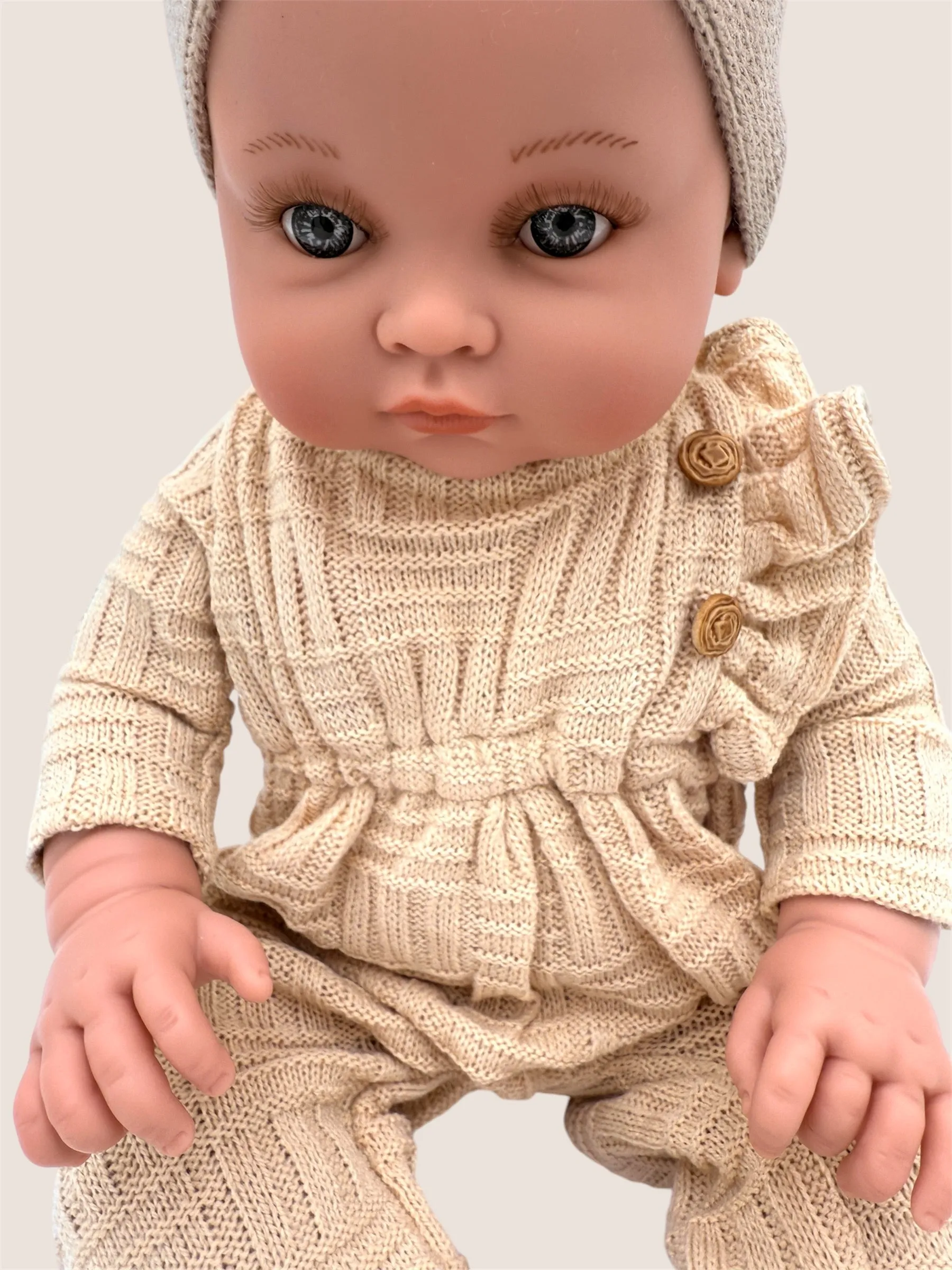 HOLIDAY EXCLUSIVE - Minikane Doll | 18" Bambini Girl Doll Yaelle in Cream Mesh Jumpsuit