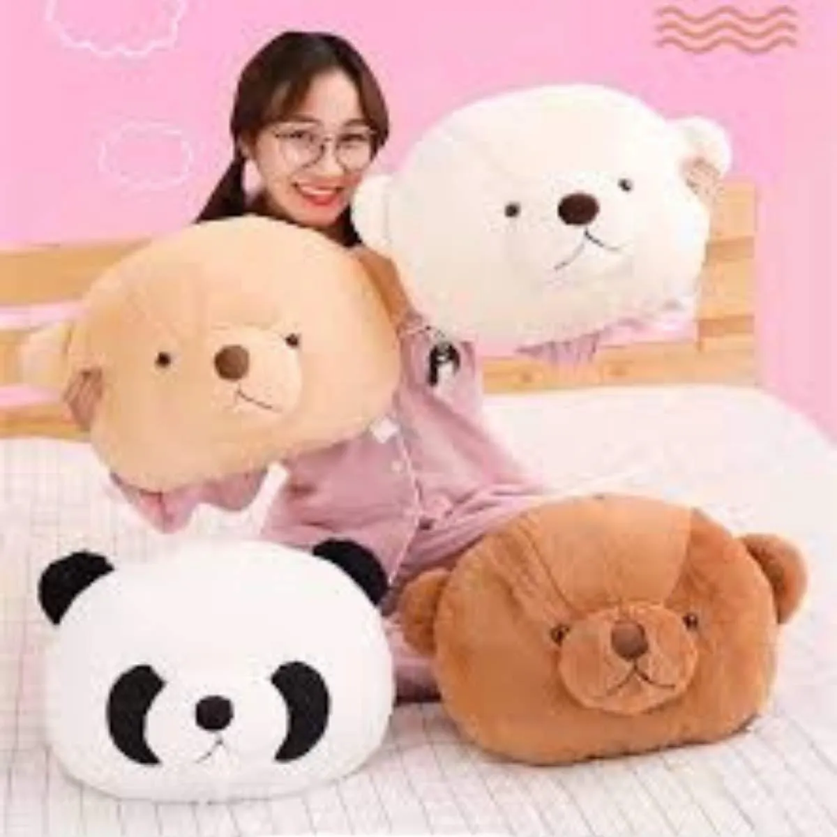 HUG 'n' FEEL SOFT TOYS Pillow, Panda Pillows, Travel Pillow, Pillow for Kids, Sofa Pillow, Soft Toys for Kids, Birthday Gift for Girls,Wife,Girlfriend,Husband, Gift Items Toy, (Panda Head Pillow)