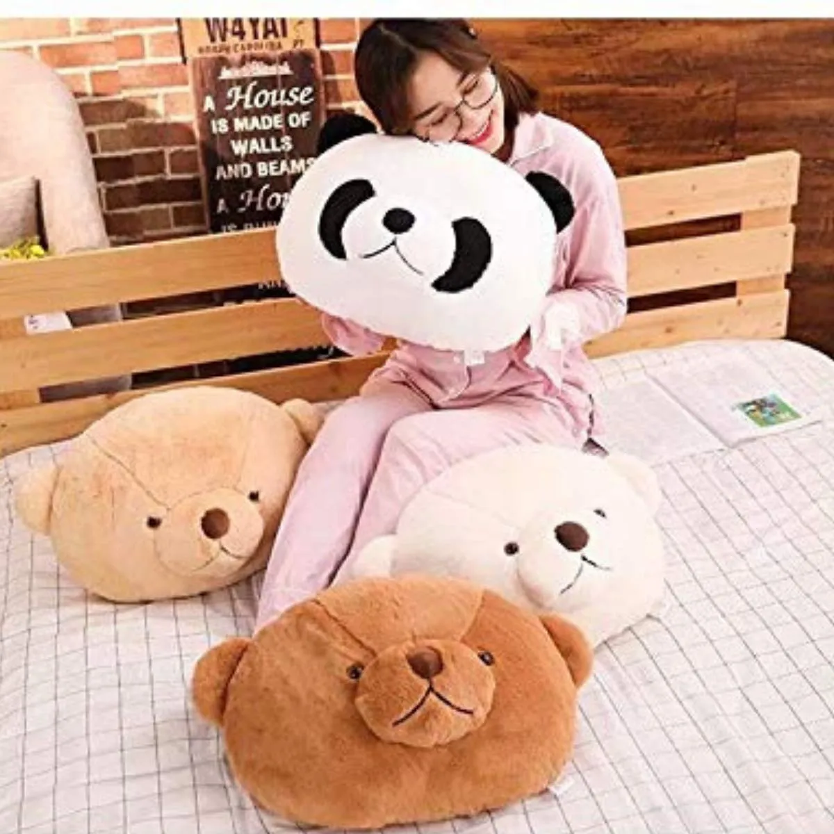 HUG 'n' FEEL SOFT TOYS Pillow, Panda Pillows, Travel Pillow, Pillow for Kids, Sofa Pillow, Soft Toys for Kids, Birthday Gift for Girls,Wife,Girlfriend,Husband, Gift Items Toy, (Panda Head Pillow)