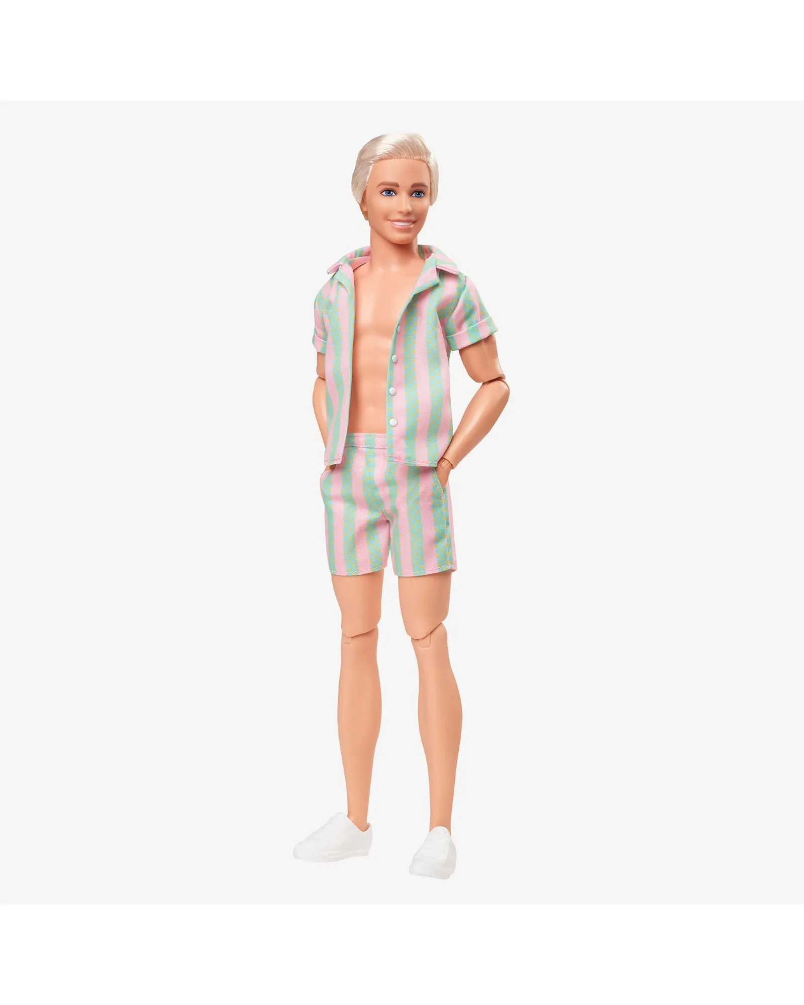 Ken Doll Wearing Pastel Striped Beach Matching Set – Barbie The Movie