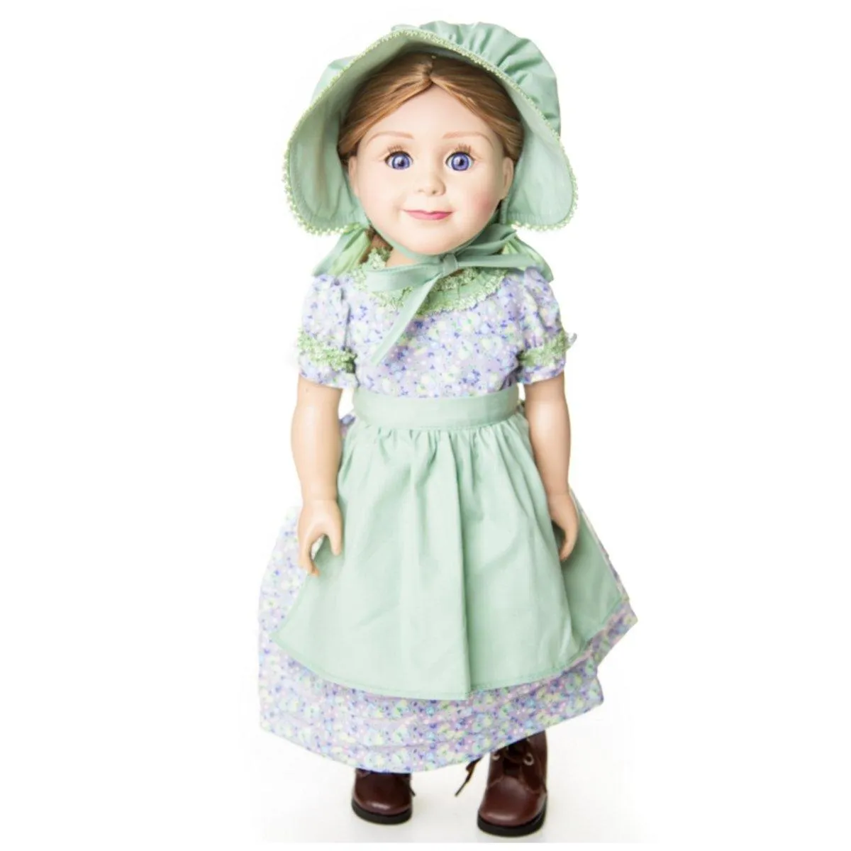 Little House On The Prairie 3 Piece Purple Summer Prairie Dress, Clothes for 18" Dolls