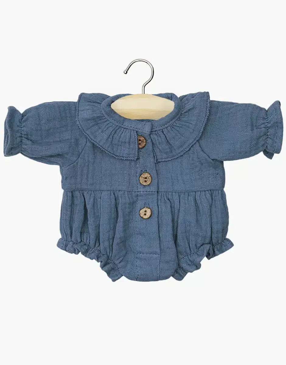 Léonore romper in overseas blue cotton gauze