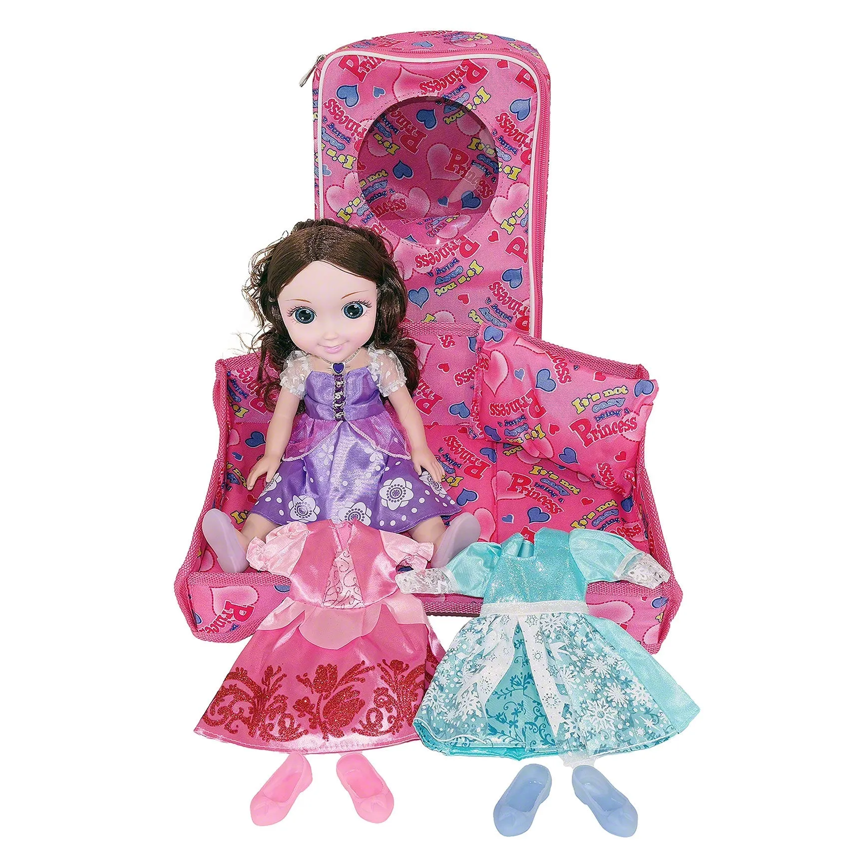 Magic Princess Talking Interactive Play Doll With Carrying Case And Accessories  | Brown Hair