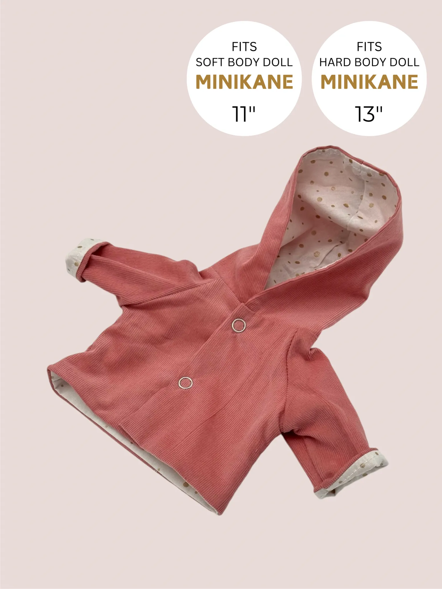 Minikane Doll Clothes | Corduroy Coat - Pink