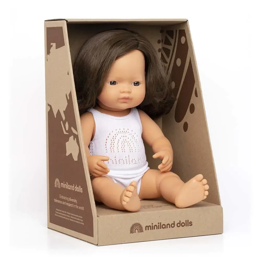 Miniland - Baby Doll - Caucasian Brunette Girl 38cm