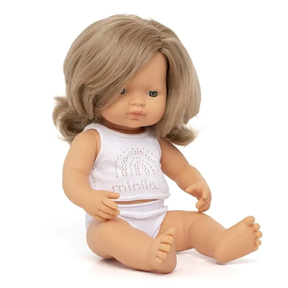 Miniland - Baby Doll - Caucasian Dark Blonde Girl 38cm