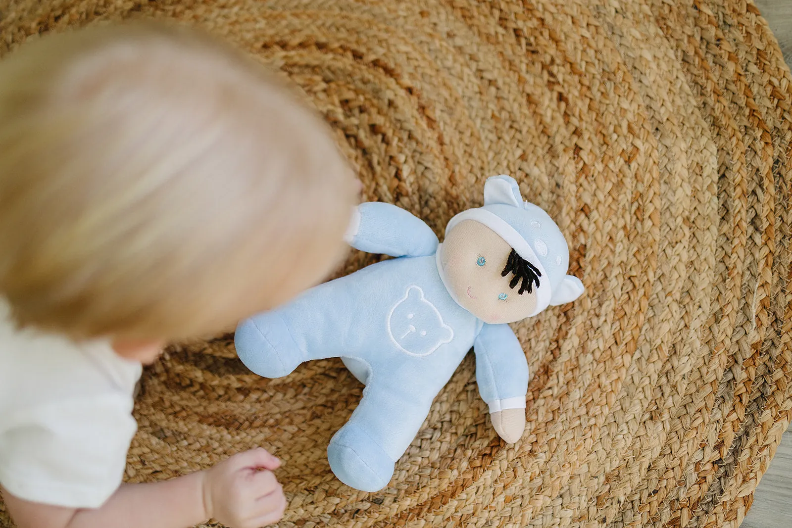 My First Baby Boy Doll in Blue with Rattle