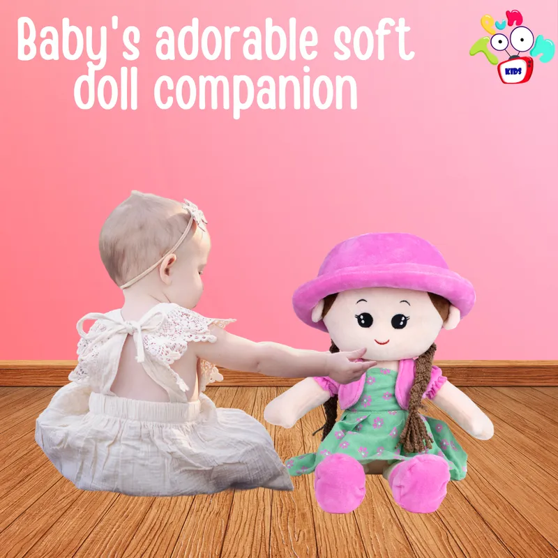 My First Cuddle Time Buddy Baby Doll Soft Toy for Kids Washable Sensory Fabric Plush Toy for Cuddling and Playtime (Pink) | Height 45 CM