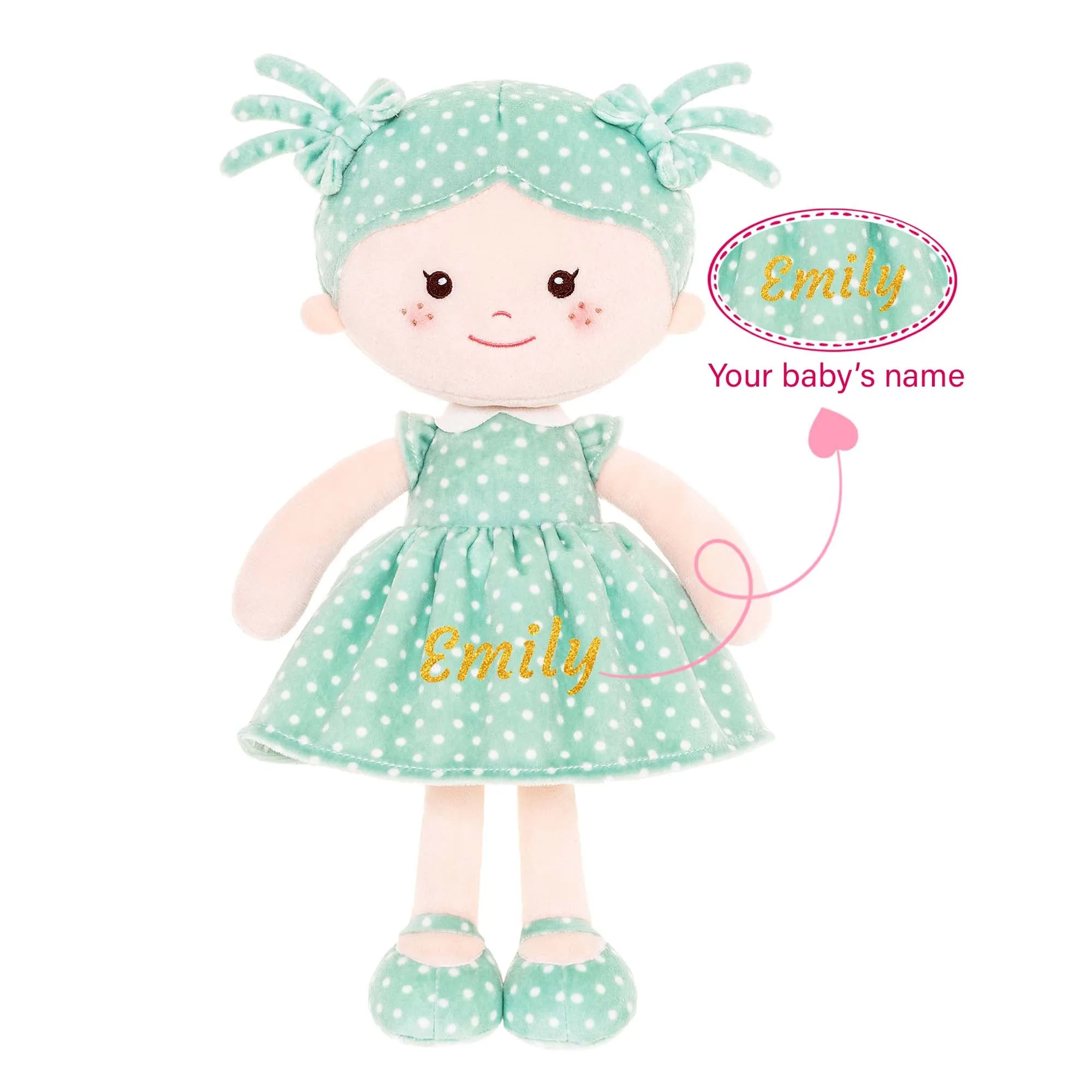 Onetoo 13-inch Personalized Mini Polka Dot Series Dolls Green Girl Gifts