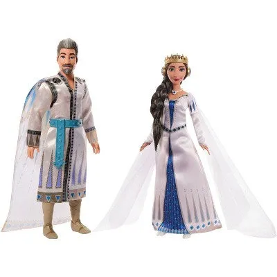 Open Box - Disney Wish King Magnifico & Queen Amaya of Rosas Dolls 2-Pack, Posable Fashion Dolls in Removable Outfits