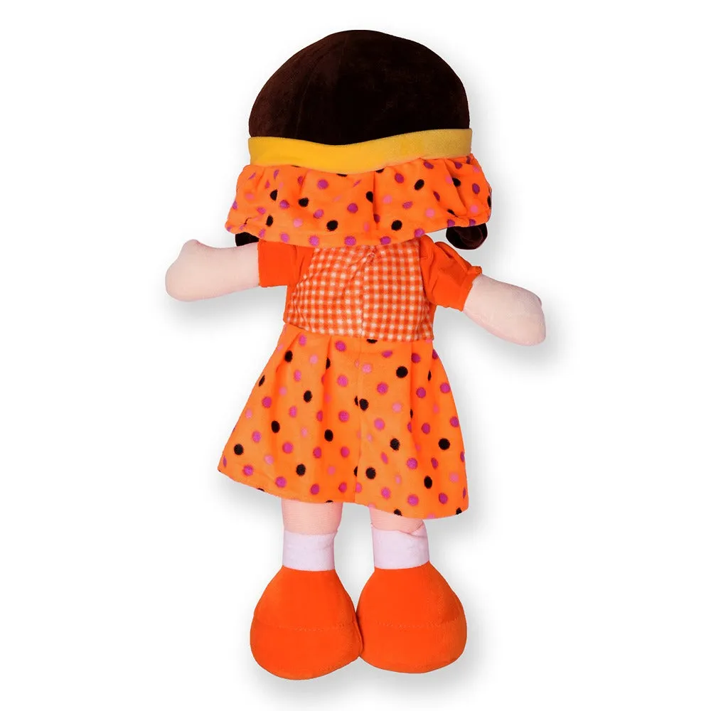 Orange Super Soft Stuffed Huggable Girl Winky Doll | Washable - Height 40 cm