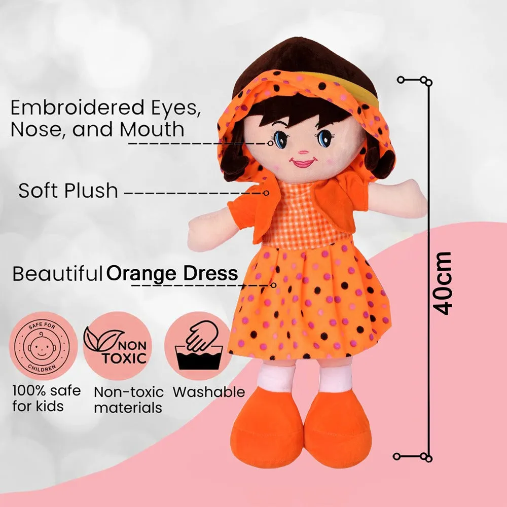 Orange Super Soft Stuffed Huggable Girl Winky Doll | Washable - Height 40 cm