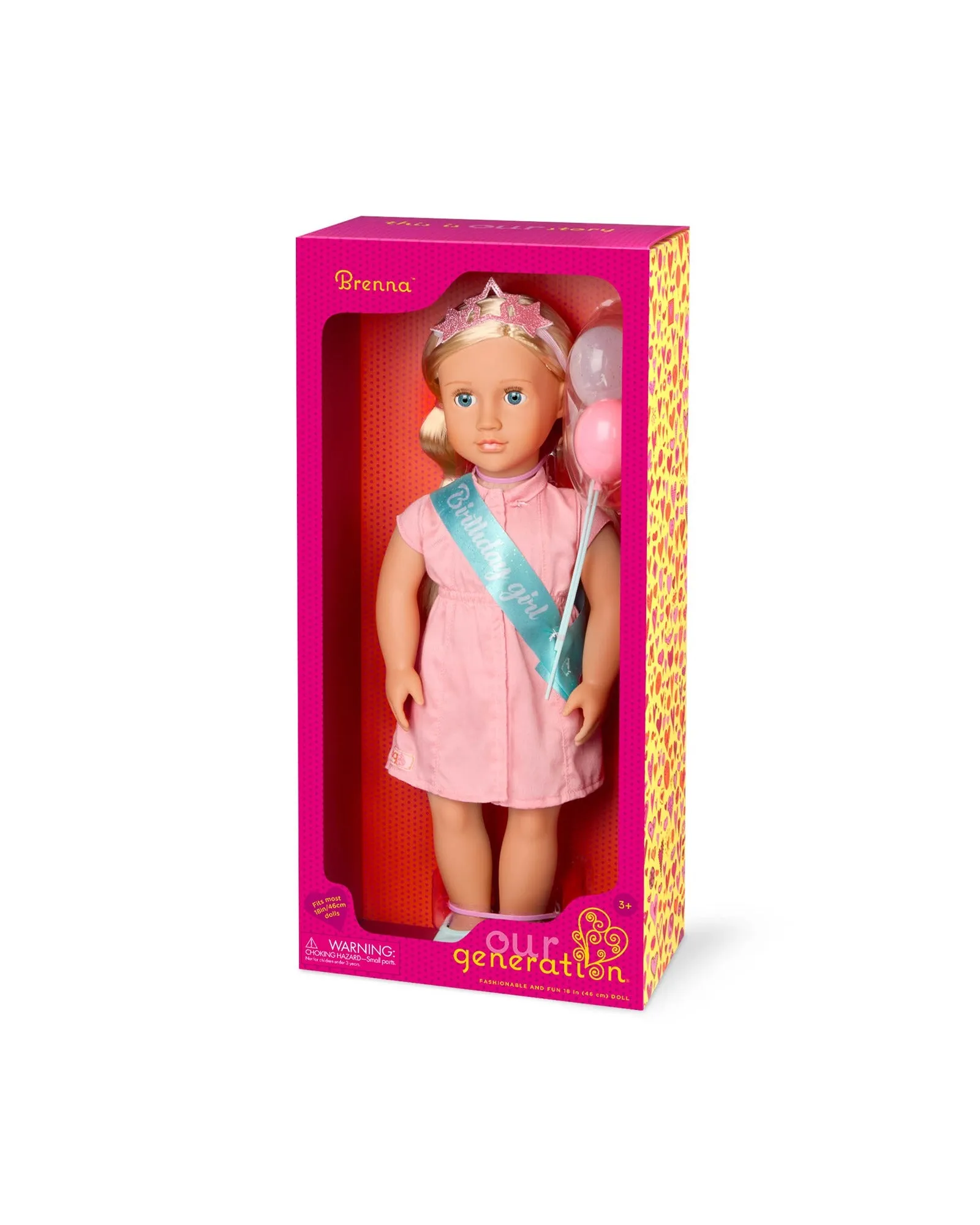 Our Generation Birthday Doll with Pink Dress, Brenna