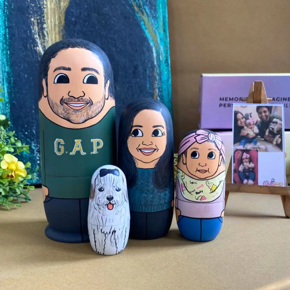 Personalised Wooden Nesting Dolls (Set of 4) - COD Not Available