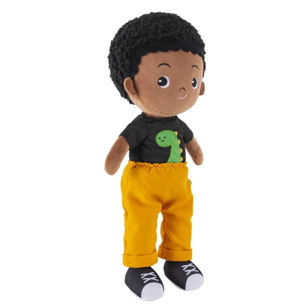 Personalized Deep Skin Tone Plush Boy Doll