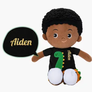 Personalized Deep Skin Tone Plush Boy Doll